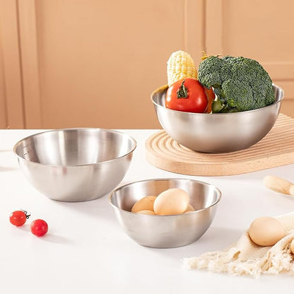 Stainless Steel Salad Bowls Set of 2 Mixing Bowl with Measurement Markings Snacks Bowls, 1.70 Quart Serving Bowls for Mixing, Cooking, Baking, Prepping and Home Kitchen Food Storage Bowls