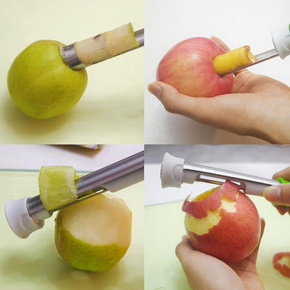2 in 1 Apple Corer and Peeler Tool, Fruit Vegetable Corer and Peeler Tool Stainless Steel Apple Peeler Apple Corer Remover Tool Multifunction Corer Tool for Vegetable Fruit Kitchen Gadget (Blue)