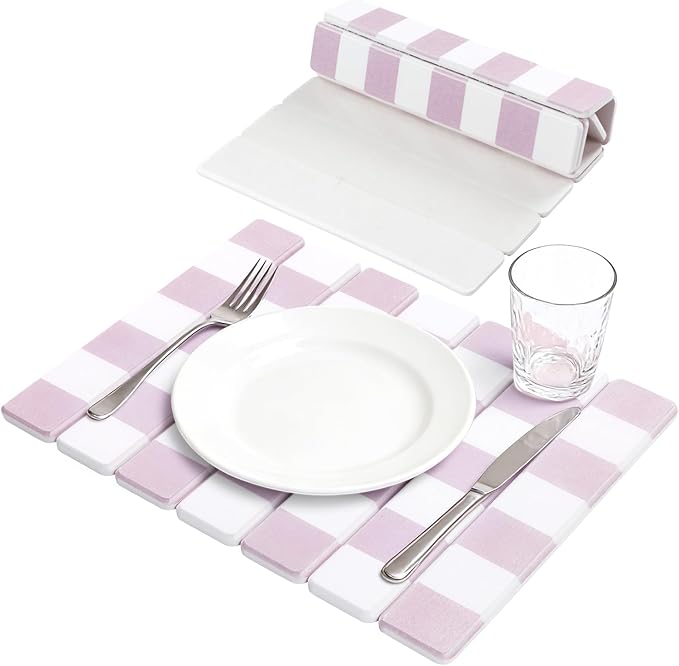 Yamaziot Stone Drying Mat for Kitchen Counter, 16"x12" Small Foldable Ultra Absorbent Stone Drying Mat, Quick-Dry Diatomaceous Earth Mat, Non-Slip Heat Resistant Mat for Dishes, Cups, Bottles, Pink