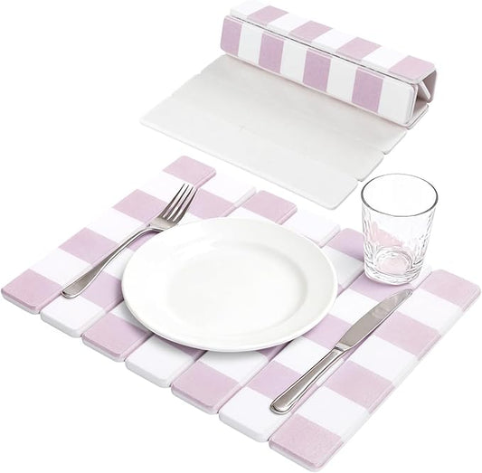 Yamaziot Stone Drying Mat for Kitchen Counter, 16"x12" Small Foldable Ultra Absorbent Stone Drying Mat, Quick-Dry Diatomaceous Earth Mat, Non-Slip Heat Resistant Mat for Dishes, Cups, Bottles, Pink