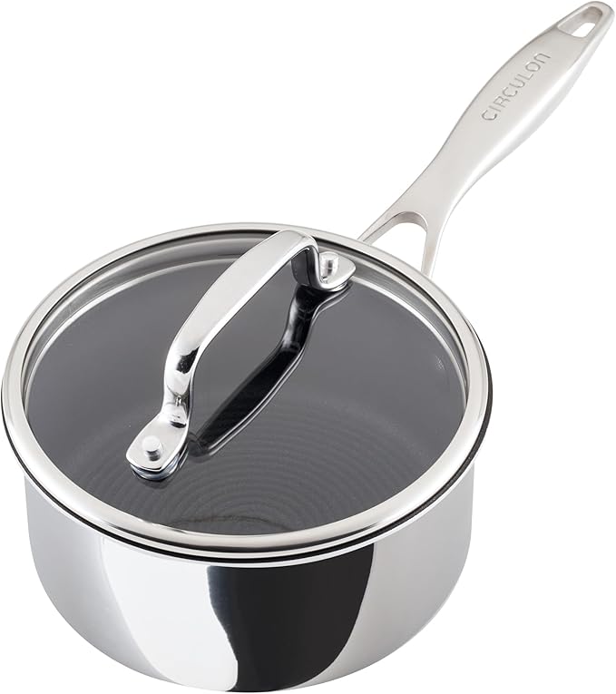 Circulon C1 Series Stainless Steel Plated Non-Stick Cookware with ScratchDefense Technology with Lid, Safe for Metal Utensils, 1.5 Litre, Polished Stainless Steel