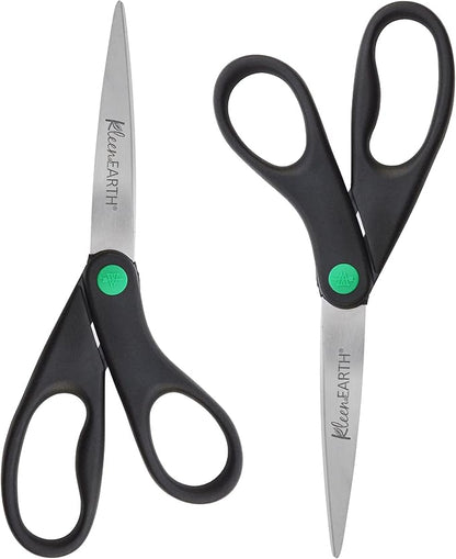 Westcott 15179 8-Inch KleenEarth Recycled Scissors For Office and Home, Black, 2 Pack