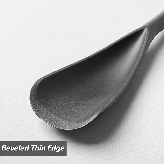 Cooking Spoon for Nonstick Cookwares, VOVOLY Silicone Spoon for Mixing, Scoop, and Scrape,Seamless Design, 12.6'', 2 Pack, Black - Image 7