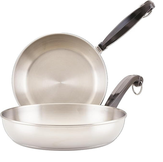 Farberware Classic Stainless Steel Frying Pan Set / Fry Pan Set / Stainless Steel Skillet Set - 8.25 Inch and 10 Inch, Silver by Farberware