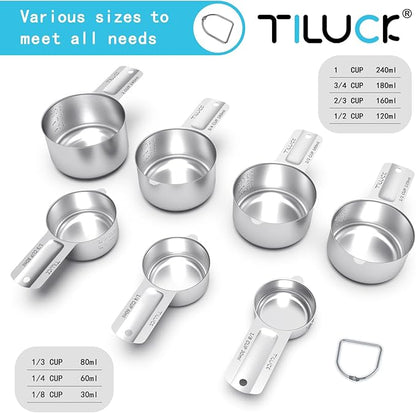 TILUCK Stainless Steel Measuring Cups Set,Kitchen Gadgets for Cooking & Baking,Set of 7 - Image 2