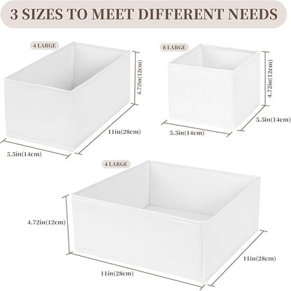 Drawer Organizer Clothes, 16 Pack Dresser Organizer Bins, Foldable Closet Organizers and Storage Fabric Dresser Bins, Shallow Drawer Dividers for Clothing, Underwears, Socks, Tie