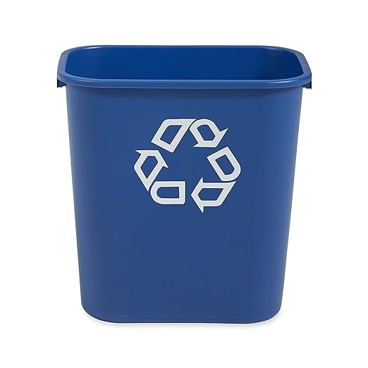 Rubbermaid Commercial Products Deskside Recycling Can, 7-Gallon/28-Quart, Blue Recycling Symbol, Plastic, for Bedroom/Bathroom/Office/Under Desk/Sink, Pack of 4 - Image 4