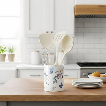 WILLBOND Butterfly Spring Kitchen Decor Acrylic Butterfly Kitchen Utensil Holder Crock Spoon Organizer for Countertop Table Decor Coffee Spoon Holder Jar for Cooking Tools
