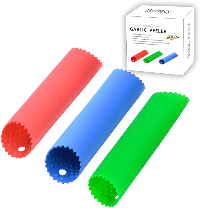 Garlic Peeler Tube, Silicone Garlic Roller, Easy to Peel Garlic Cloves, Useful Kitchen Tool for Garlic(3colors) by MaxracyInc