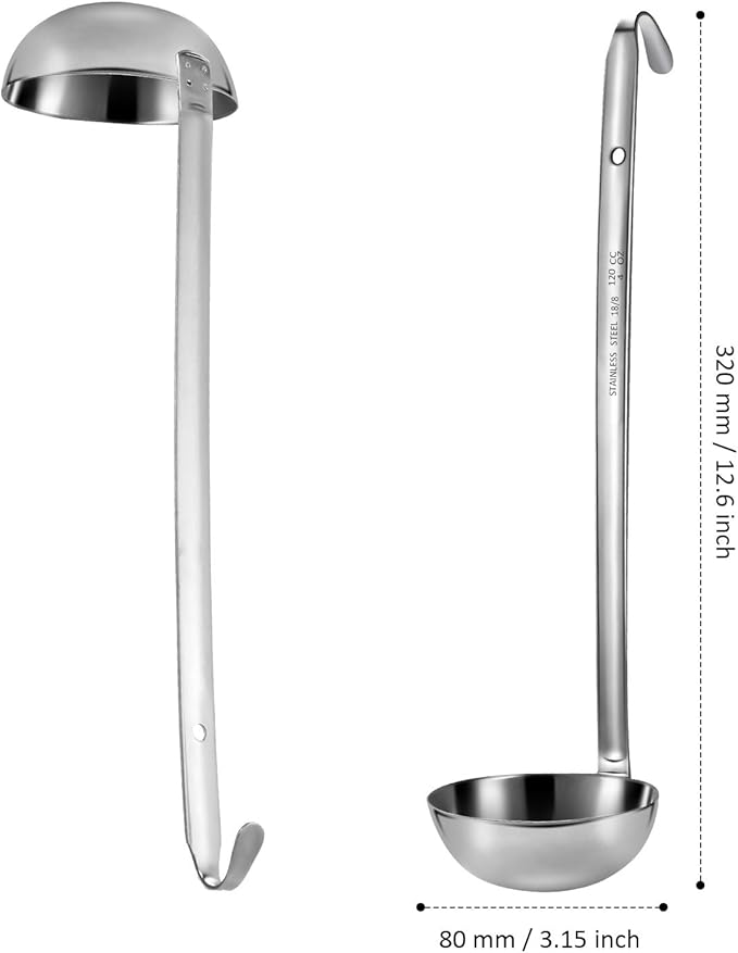 meekoo 3 Pieces Stainless Steel Ladle Soup Handle Ladle with Pouring Rim for Kitchen Cooking Soup Sauce (4 oz) - Image 2