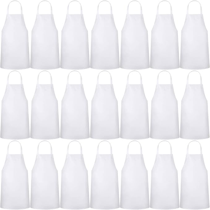Foaincore Bib Aprons, Unisex Apron No Pocket Bulk Machine Washable Plain Aprons for Women Men Chef Kitchen Drawing by Foaincore