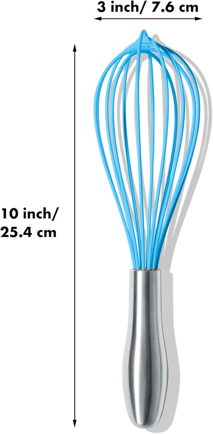 OYV 10-Inch Blue Silicone Whisk, Heat Resistant 480°F Kitchen Whisk with Stainless Steel Ergonomic Handle, Non-Scratch for Nonstick Cookware, Dishwasher Safe, Perfect for Blending, Cooking & Beating - Image 7