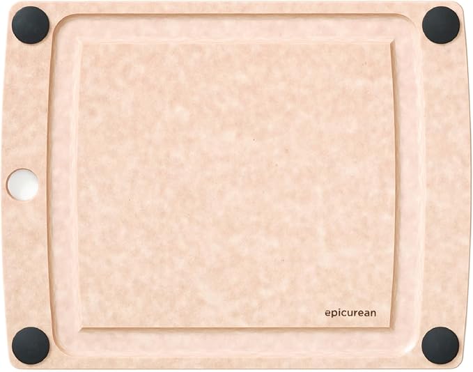Epicurean All-In-One Cutting Board with Non-Slip Feet and Juice Groove, 11.5" × 9", Natural/Black by Epicurean