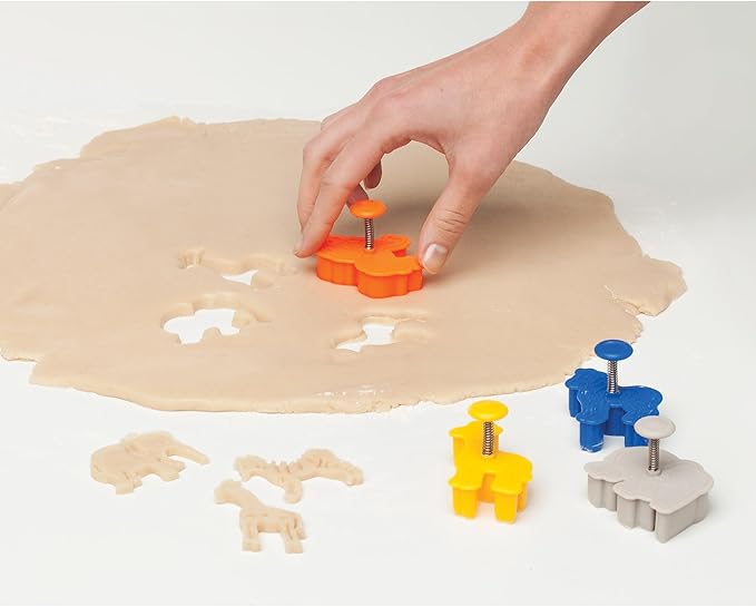 Mrs. Anderson's Baking Animal Cracker Cookie Cutters, Set of 4, Spring-Action Embossing Cutters For Cookies, Fondant, And Pastry Dough