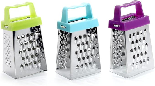 3Pcs Mini Cheese Grater, Professional Box Grater, Stainless Steel with 4 Sides, Small Box Graters for Kitchen Slicer Cheese/Ginger/Vegetable