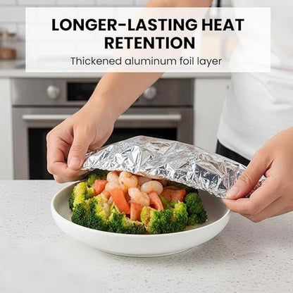 Reusable Aluminum Foil Food Covers: Heat-Insulating, Freshness-Preserving, Flexible Kitchen Lids for Meal Prep, Baking, and Food Storage (50) - Image 2