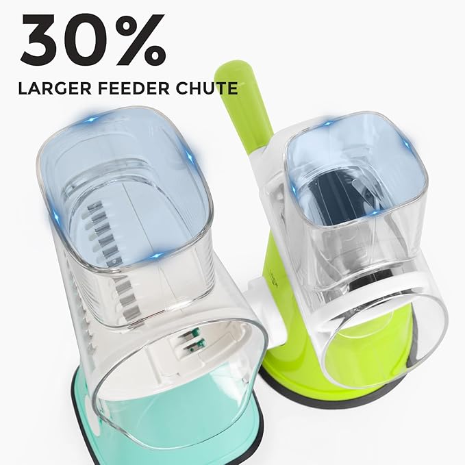 X Home 5-in-1 Rotary Cheese Grater for Kitchen, Upgraded Hand Crank Shredder with Stronger Suction Base & Multifunctional Drum Blades, for Cheese, Vegetables and Nuts, Easy to Use and Clean, Blue - Image 4