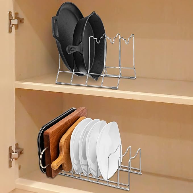 Pot Lid Organizer, Kitchen Pot Lid Rack Holder, Rest Cutting Board, Baking Sheet, Stainless Steel (Silver, 1) - Image 6