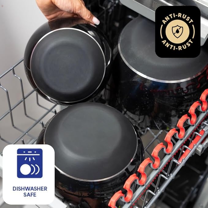 WHYSKO Stainless Steel Mixing Bowls Set of 3 with Non-Slip Silicone Base, Nesting Metal Bowls for Meal Prep, Baking, Cooking & Food Storage, Dishwasher Safe Kitchen Mixing Bowls, Black - Image 7