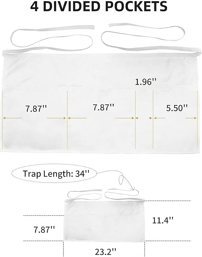 Xeoxarel Aprons with 4 Pockets (Available in 3 Pack / 7 Pack) 23.5'' X 11.5'' - Image 5