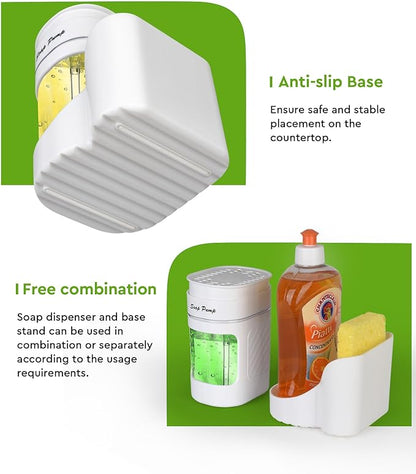 Kitchen Dish Soap Dispenser with Sponge Holder, 3-in-1 Countertop Dishwashing Soap Pump Dispenser Set for Kitchen Sink, Useful Kitchen Gadgets - White - Image 5
