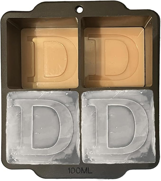 Monogrammed Ice Cubes Mold with Lid, 2 inch Whiskey Ice Cube Tray, Personalized Initials Silicone Cocktail Ice Cube Mold, Wedding Monogram, Thank You Gift, Gifts for Dad (Letter D)