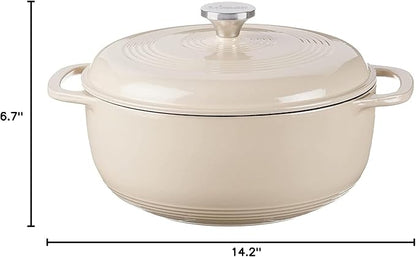 Lodge Essential Enamel Cast Iron Dutch Oven with Lid - Oven-Safe Enamel Cookware up to 500° F - Heat-Retaining Braising & Roasting Pot - Non-Toxic Cookware - 7.5 Quart, Sandalwood - Image 6