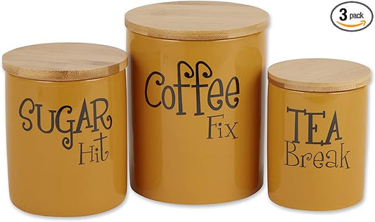DII Kitchen Accessories Retro Collection, Ceramics, Canister Set, Honey, 3 Piece by DII