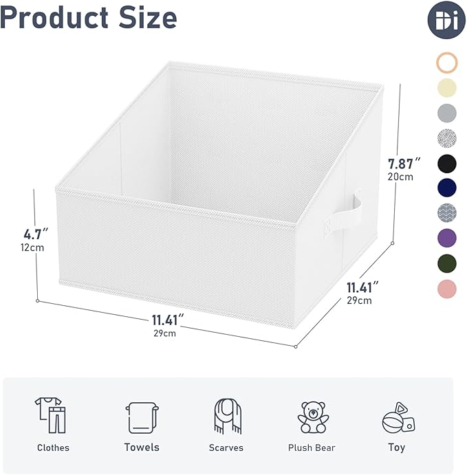 DIMJ Closet Storage Bins 12 Pack - Fabric Storage Baskets for Shelves, Collapsible Clothes Organizer with Handles, Trapezoid Shelf Organization Storage Cubes for Purse, Toys, Books, Towel, Clothes - Image 4