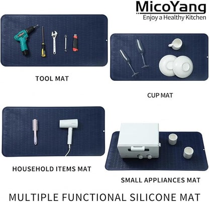 MicoYang Silicone Dish Drying Mat for Multiple Usage,Easy clean,Eco-friendly,Heat-resistant Silicone Mat for Kitchen Counter or Sink,Refrigerator or Drawer Liner Navy Blue 5XL 36inches x 18inches - Image 4