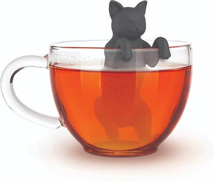 Genuine Fred, PURRTEA, Black Cat Reusable Silicone Tea Infuser, Black, Fun Gift for Tea Lovers, Clever Kitchen Gadget