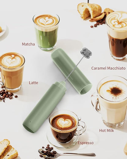 CIRCLE JOY Rechargeable Milk Frother Hanheld, Dual Ring Electric Coffee Frother, Portable Hand Frother Wand Drink Mixer for Matcha Lattes Cappuccino, Kitchen Gifts, Green - Image 8