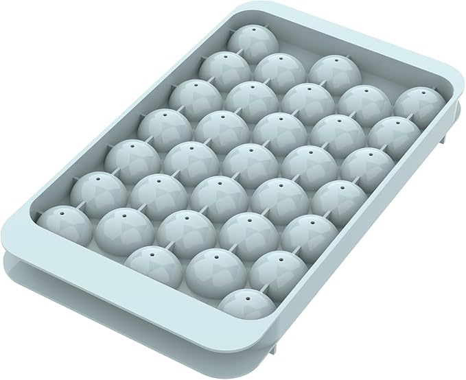 WIBIMEN Ice Cube Tray with Lid - Round Ice Tray for Freezer with Lid - Ice Cube Trays for Freezer (One Tray Only) by WIBIMEN