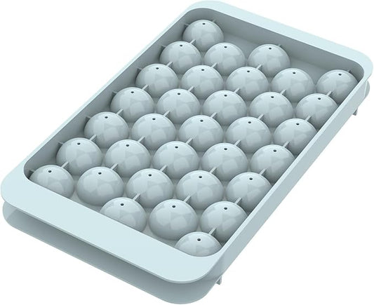 WIBIMEN Ice Cube Tray with Lid - Round Ice Tray for Freezer with Lid - Ice Cube Trays for Freezer (One Tray Only) by WIBIMEN