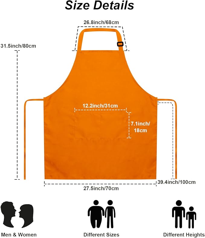 15 Pcs Adult Aprons Bulk with Pockets Adjustable Bib Chef Apron for Women Men Painting Cooking Crafting (S/L) - Image 5