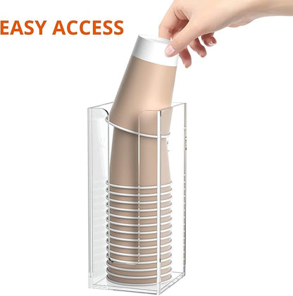 Richboom Acrylic Coffee Cup and Lid Storage Organizer Holder, 1 Compartment, Clear - Image 4