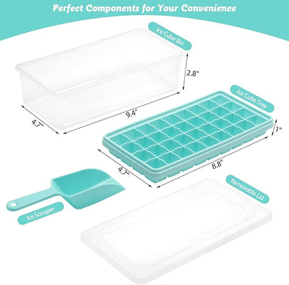 Silicone Ice Cube Tray with Leak-Proof Lid & Storage Bin for Freezer – BPA-Free 36-Piece Nugget Ice Molds, Spill-Resistant Cover & Ice Scoop Container Cover - Image 2