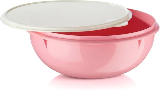 Tupperware Fix-N-Mix 1.7 Gallon Mixing Bowl with Lid, Pink Vintage Color, Dishwasher Safe and BPA Free (6.5 L) by Tupperware