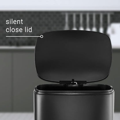happimess HPM1006B Connor Rectangular 13-Gallon Trash Can with Soft-Close Lid and Free Mini Trash Can, Fingerprint Resistant, Modern, Minimalistic for Home, Kitchen, Office, Bathroom, Black - Image 8