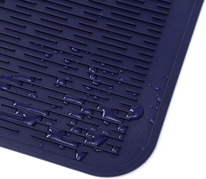 MicoYang Silicone Dish Drying Mat for Multiple Usage,Easy clean,Eco-friendly,Heat-resistant Silicone Mat for Kitchen Counter or Sink,Refrigerator or Drawer Liner Navy Blue XL 18 inches x 16 inches - Image 9