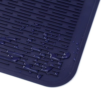 MicoYang Silicone Dish Drying Mat for Multiple Usage,Easy clean,Eco-friendly,Heat-resistant Silicone Mat for Kitchen Counter or Sink,Refrigerator or Drawer Liner Navy Blue XL 18 inches x 16 inches - Image 9