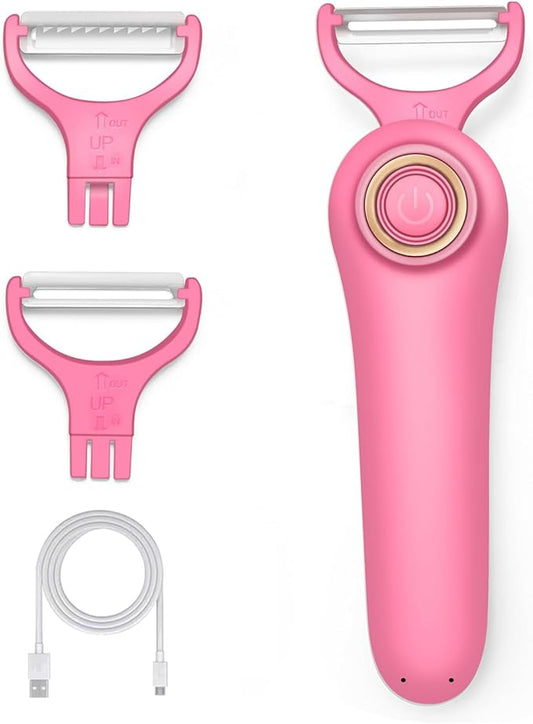 3-in-1 Electric Peeler | Auto Blade for Fruits/Vegetables | 3 Interchangeable Blades | Type-C Charging,Battery Capacity 1500 mAh | Kitchen, Travel, Camping by SUNHAIXIA