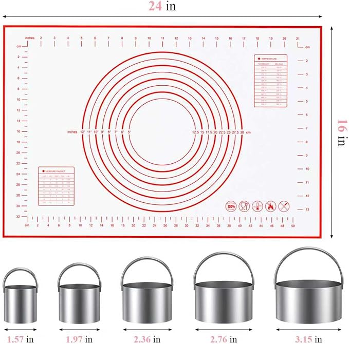Biscuit Cutter, Silicone Pastry Dough Baking Mat Set, Baking Tools and Accessories Kit (4 Pcs/Set) - Image 2