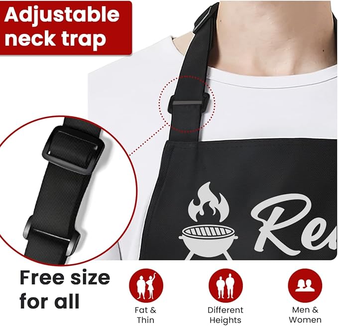 SANDJEST Funny Mens Aprons with Pockets for BBQ Grilling Cooking Grandpa Husband Apron for Birthday Christmas Father's Day