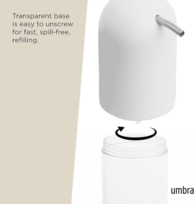 Umbra Touch Soap Dispenser Pump 13 oz (384 ml) Capacity for Liquid Soap or Hand Sanitizer, Easy to Refill, White - Image 5