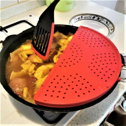 Foldable Silicone Splatter Screen, Bi-Fold Multifunction Shield for Frying Pan 11 3/4-Inch, Red - Image 6