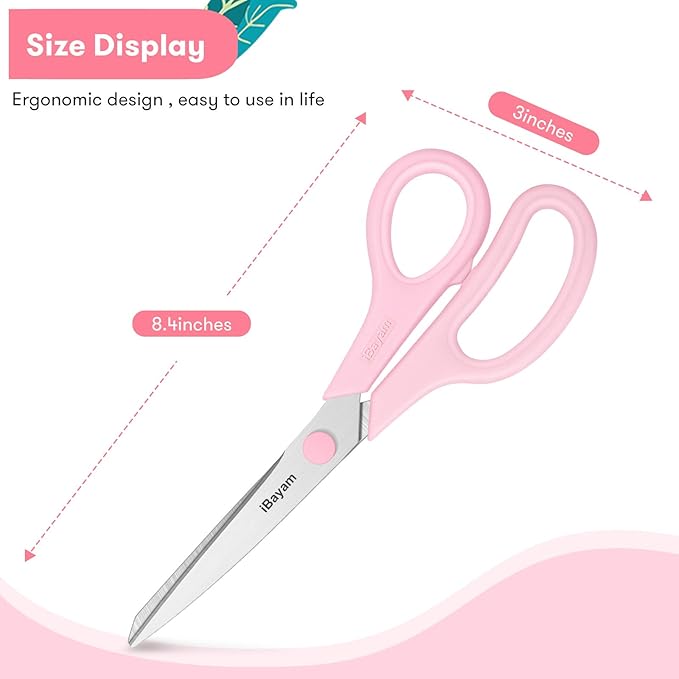 Scissors, iBayam 8" All Purpose Scissors Bulk 3-Pack, Ultra Sharp 2.5mm Thick Blade Shears Comfort-Grip for Office Desk Accessories Sewing Fabric Home Craft School Supplies, Right/Left Handed - Image 5