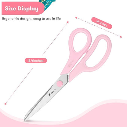 Scissors, iBayam 8" All Purpose Scissors Bulk 3-Pack, Ultra Sharp 2.5mm Thick Blade Shears Comfort-Grip for Office Desk Accessories Sewing Fabric Home Craft School Supplies, Right/Left Handed - Image 5