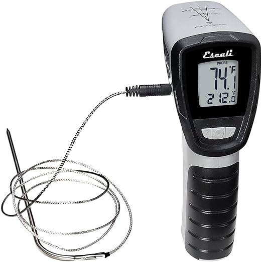 Escali Infrared Surface and Probe Digital Thermometer 40-inches Plug-in Probe, Two-in-One Adjustable Temperature Alert by Escali