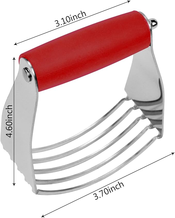 Dough Blender Heavy Duty Pastry Cutter Stainless Steel Butter Cutter Professional Baking Tool For Mixing Flour Butter (Red) - Image 2